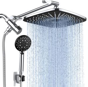 Veken 12 Inch High Pressure Rain Shower Head Combo with Extension Arm